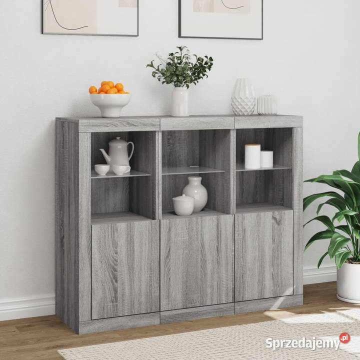 Szafki z oświetleniem LED 3 szary dąb sonoma