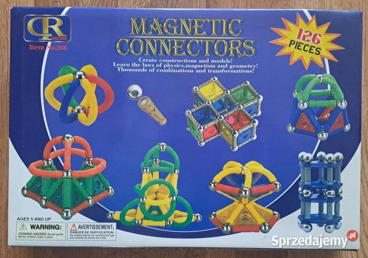 Zestaw klocków magnetycznych konstrukcyjnych 126 Klocki lubuskie