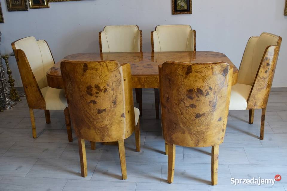 BIAŁY KRUK Stół Art Deco 6 Krzeseł Krzesło Kraków