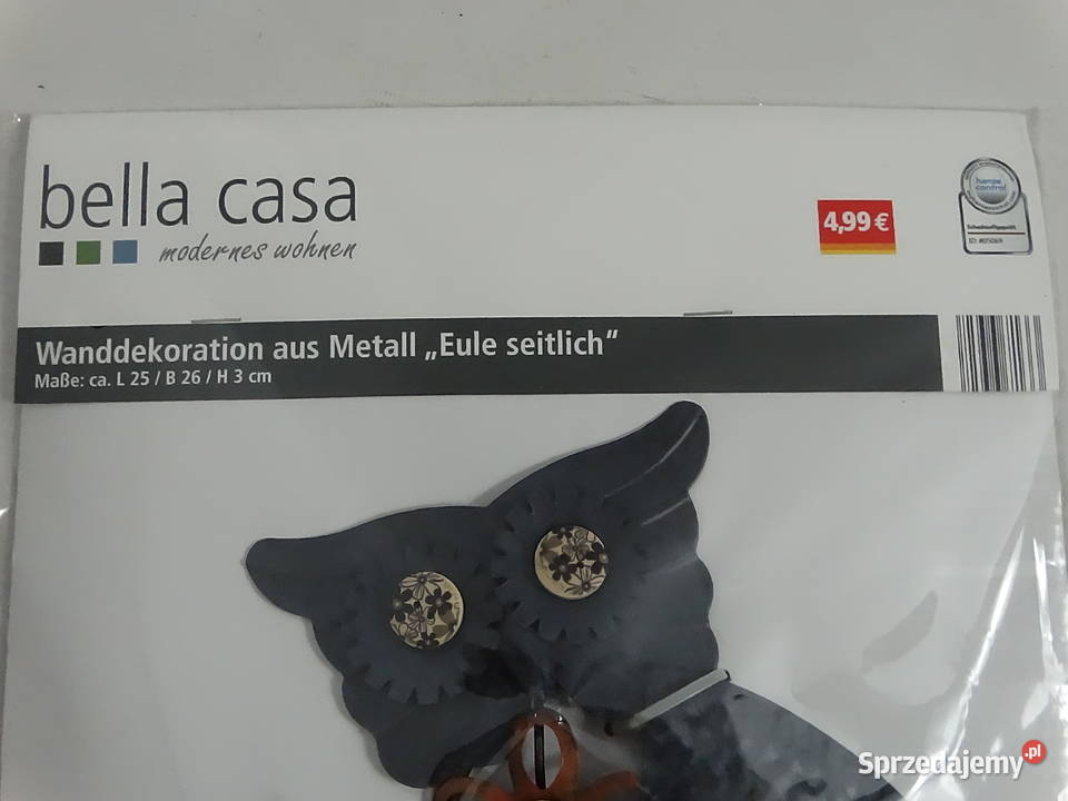 Nowa Metalowa Dekoracja Ścienna Sowa z Kwiatami Pozostałe sprzedam