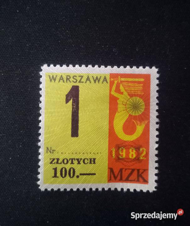 Znaczek do biletu miesięcznego z 1982 r mazowieckie Warszawa sprzedam