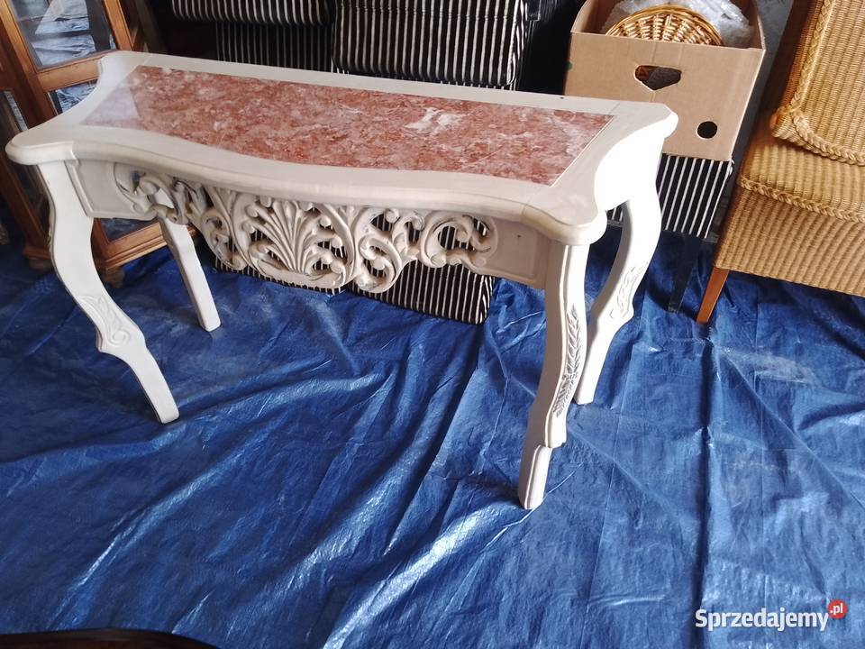 Konsola stolik przyścienny z kamiennym blatem Stolno