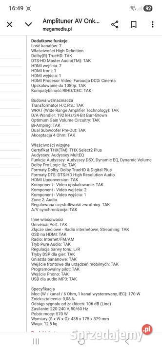 Sprzedam aplituner onkyo tx708 Malbork sprzedam
