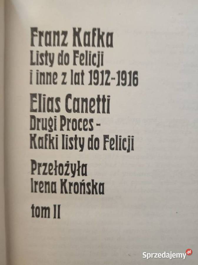 Franz Kafka Listy do Felicji tom 1 2 tom Kielce