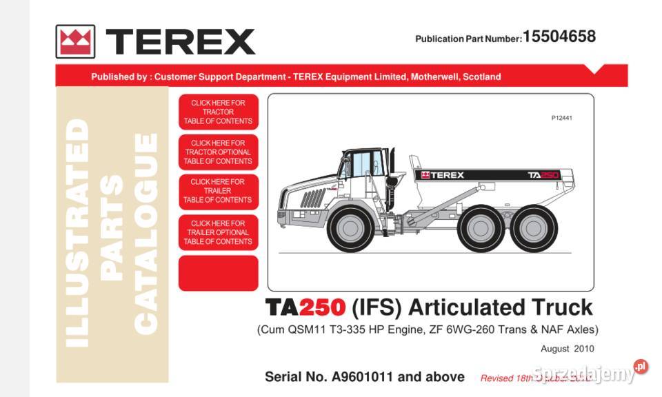 TEREX TA250 wozidło katalog części Kielce
