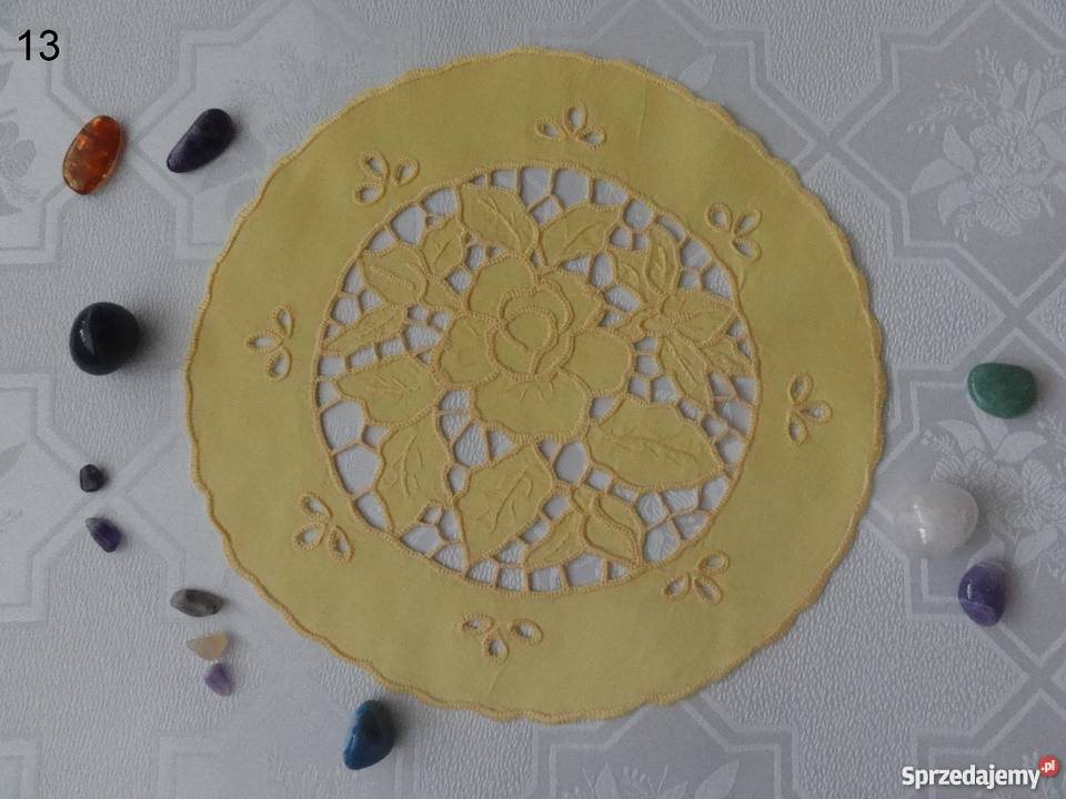 Serwetki kolorowe żółte wyszywane haft Lublin