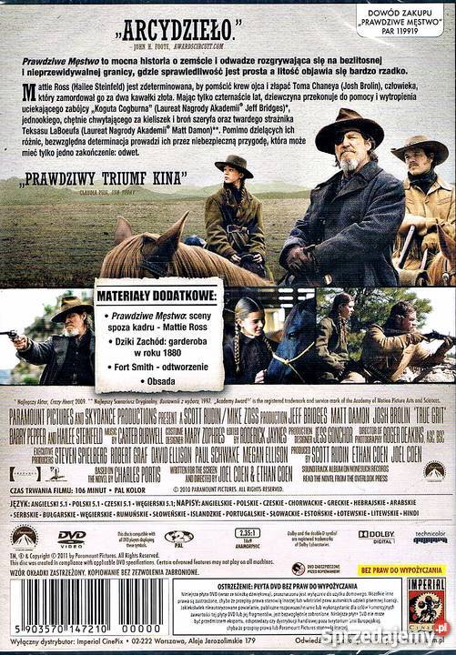 PRAWDZIWE MĘSTWO MATT DAMON 1 płyta Kalisz sprzedam