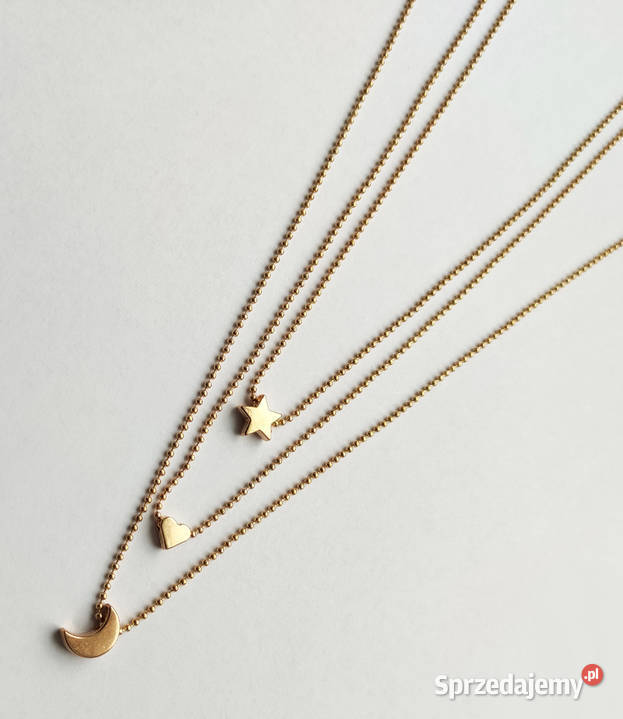 Łańcuszek potrójny sercegwiazdaksiężyc kol złoty łódzkie Łódź sprzedam