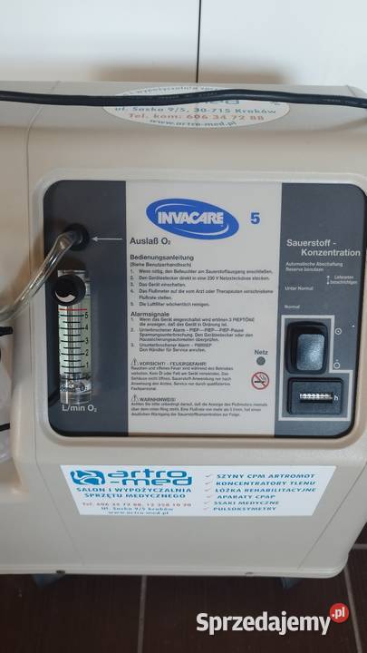 Stacjonarny koncentrator tlenu Invacare 5 do 5 Zembrzyce sprzedam