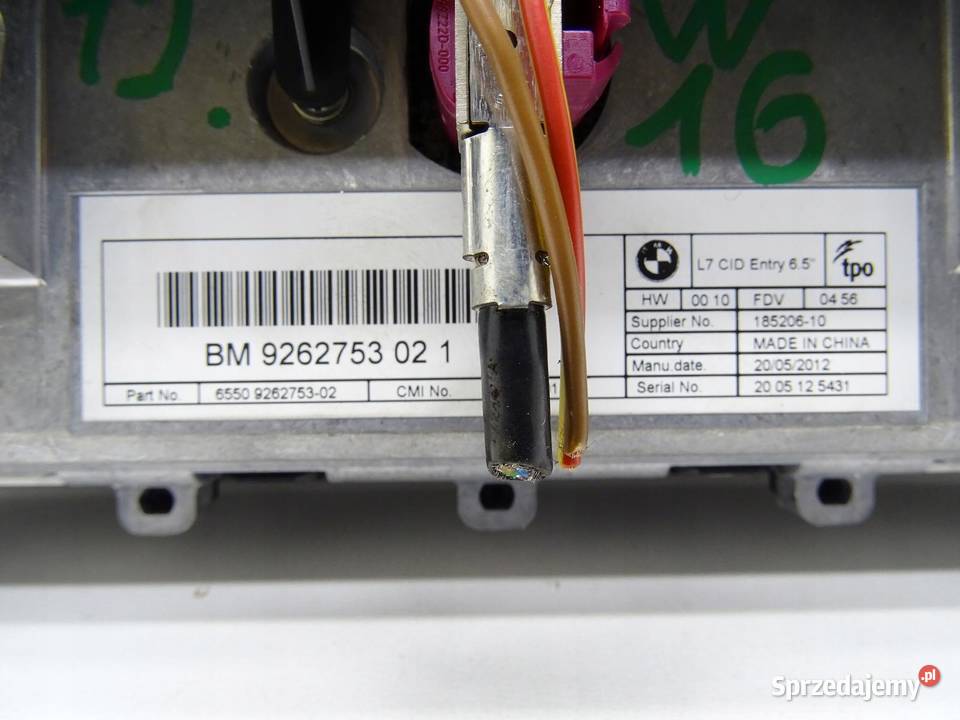 WYŚWIETLACZ EKRAN NAVI NAVIGACJI 9262753 BMW F30 osobowe Liczniki i zegary sprzedam
