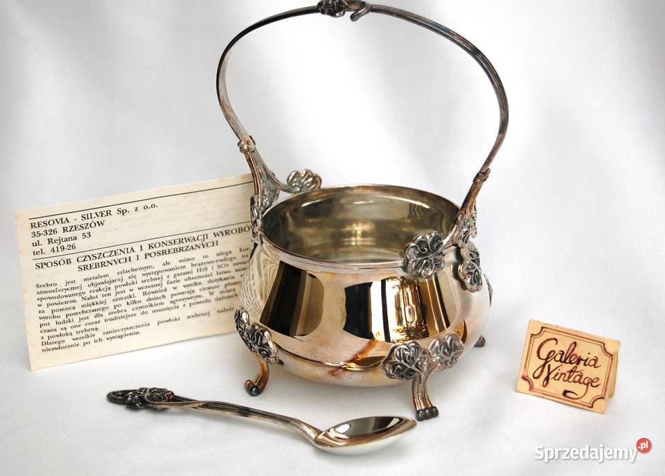 Nowa posrebrzana platerowana srebrem cukiernica Cukiernice