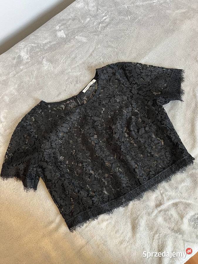 Koszulka crop top koronkowy czarny Rozmiar 38(M) Jasło sprzedam