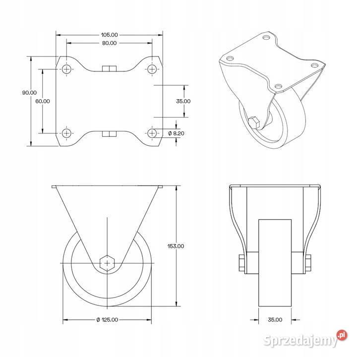 Koło Stałe Fi 125mm Kółko 220 Poliuretan Kozienice