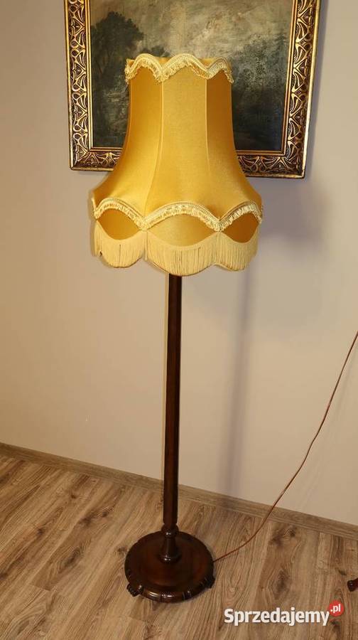 Unikatowa Stojąca Drewniana Dębowa Lampa Lata Antyki Ziębice