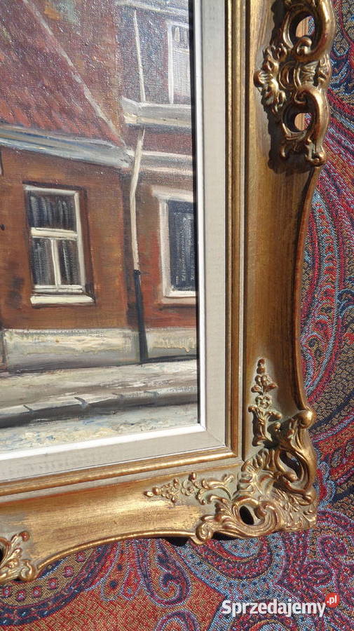 obraz olej na płótnie w pięknej ramie Mielnica Duża