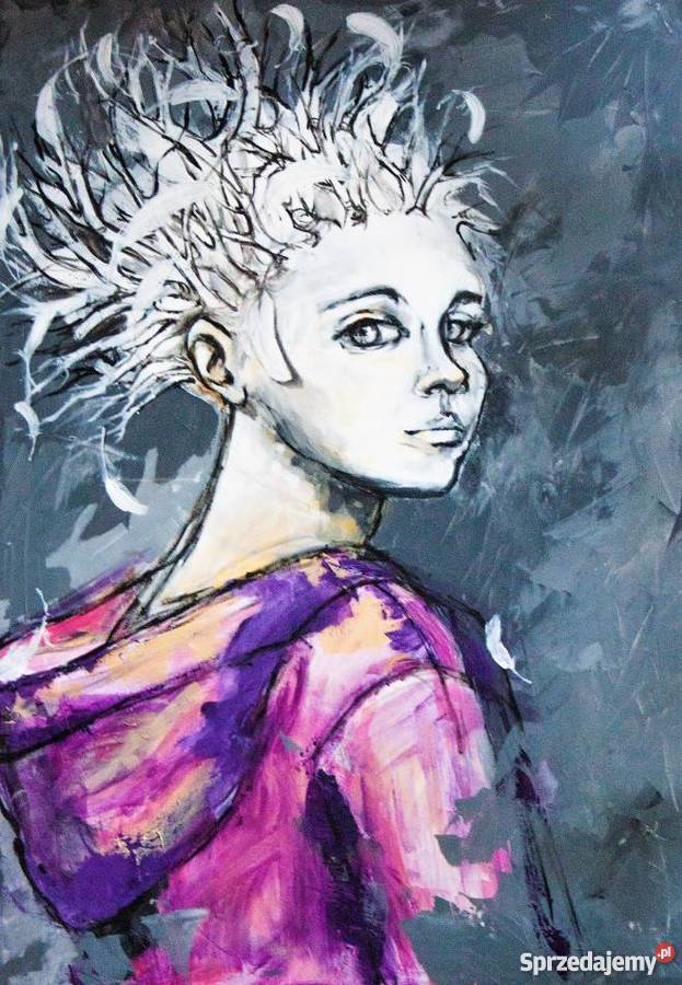 Akryl na płótnie Pierzasta obraz artystki Malarstwo Katowice