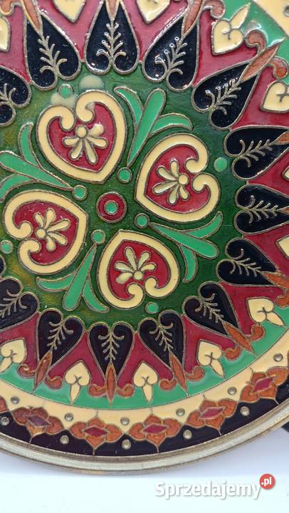 Mosiężny talerz dekoracyjny mniejszy Cloisonne Zamość