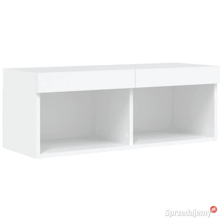 Szafka TV z oświetleniem LED biała 80x30x30