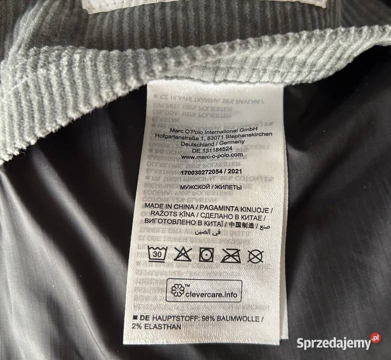 Kamizelka sztruksowa XL ciepła z puchu Opole