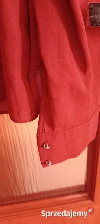 Bordowa bluzka z żabotem czerwony Kowalec