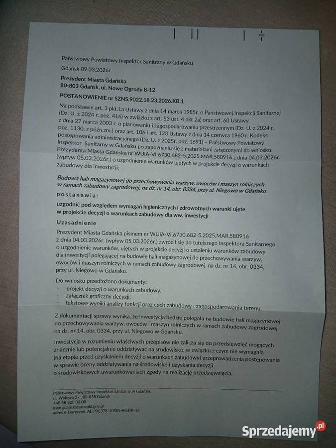 Sprzedam działkę 1418 mw Gdańsku Niegowook7