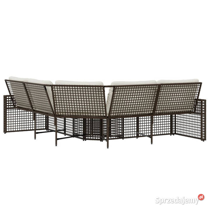 Narożna sofa ogrodowa z poduszkami i podnóżkiem Warszawa