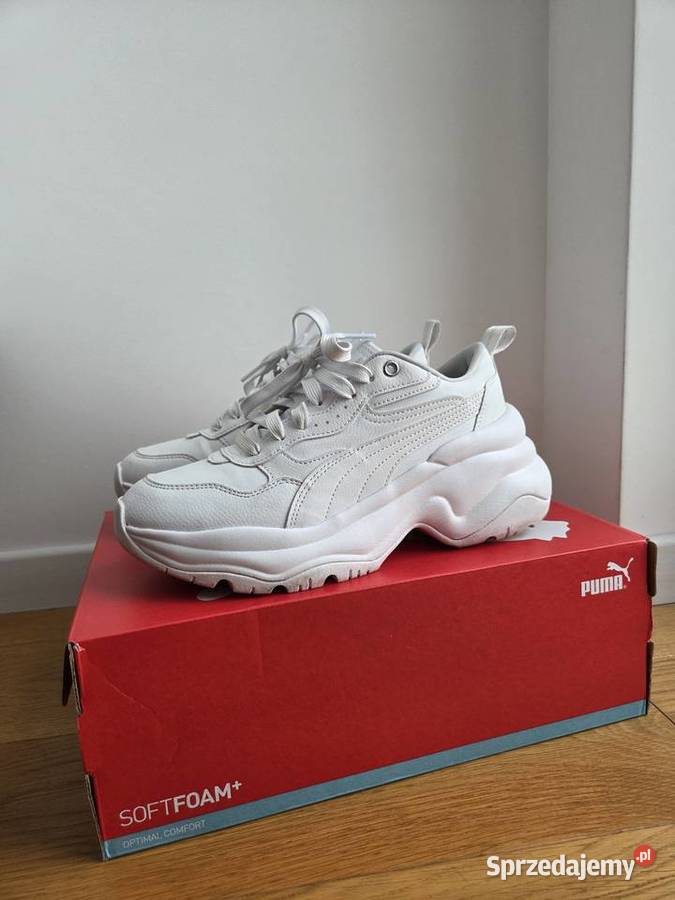 Białe sneakersy Puma Cilia Wedge 25 Liszki