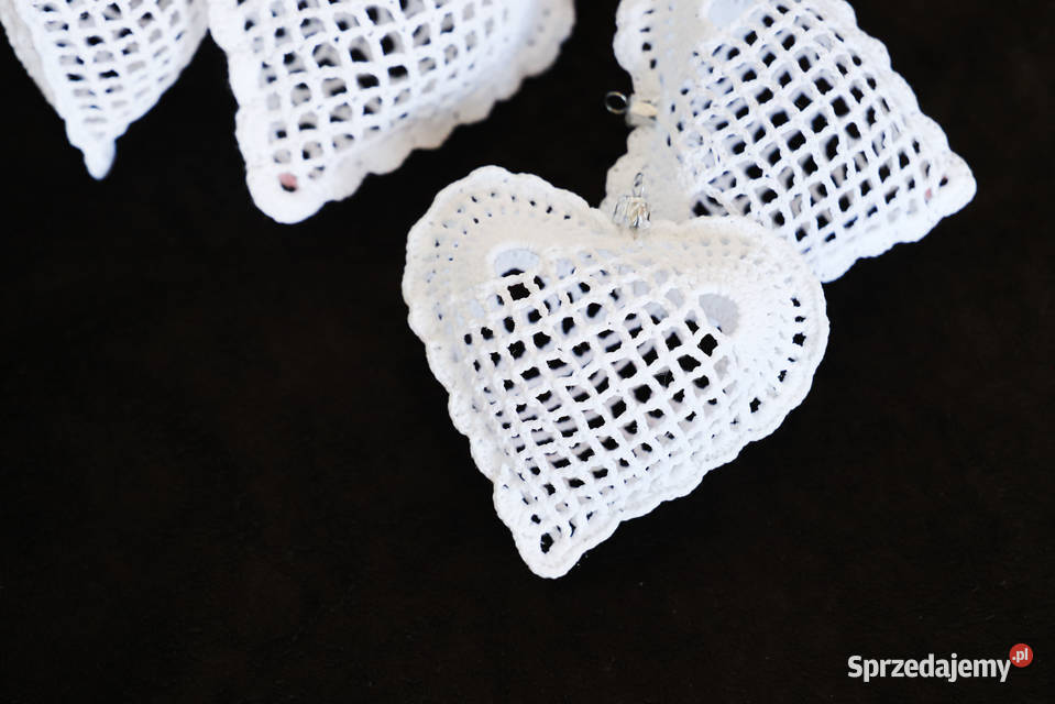 Ozdoby choinkowe na szydełku serduszka 3D zachodniopomorskie Drawsko Pomorskie