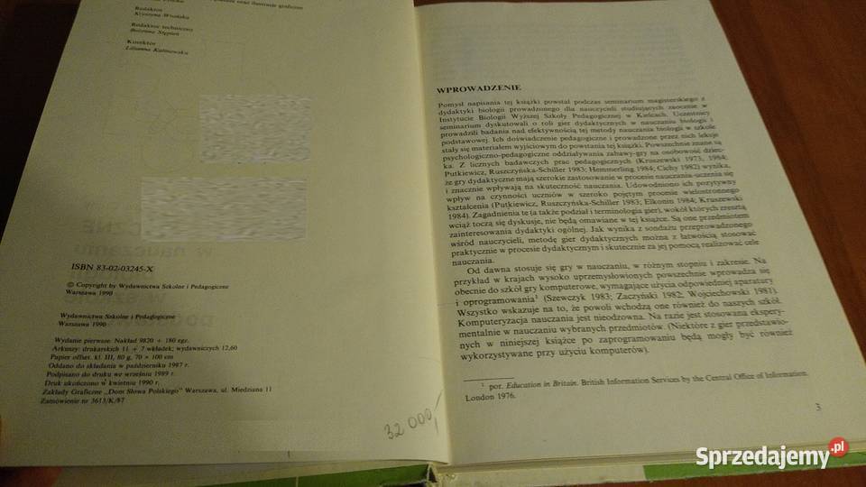 Gry dydaktyczne w nauczaniu biologii w szkole Rok wydania 1990 pomorskie Gdańsk