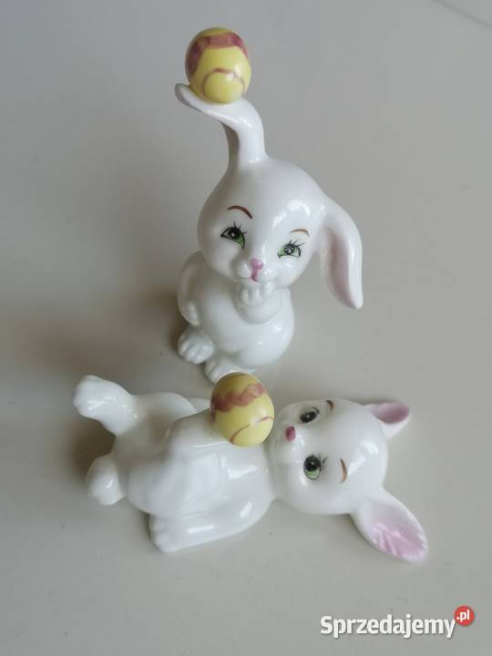Figurki zajączki Wielkanocne porcelana vintage Toruń