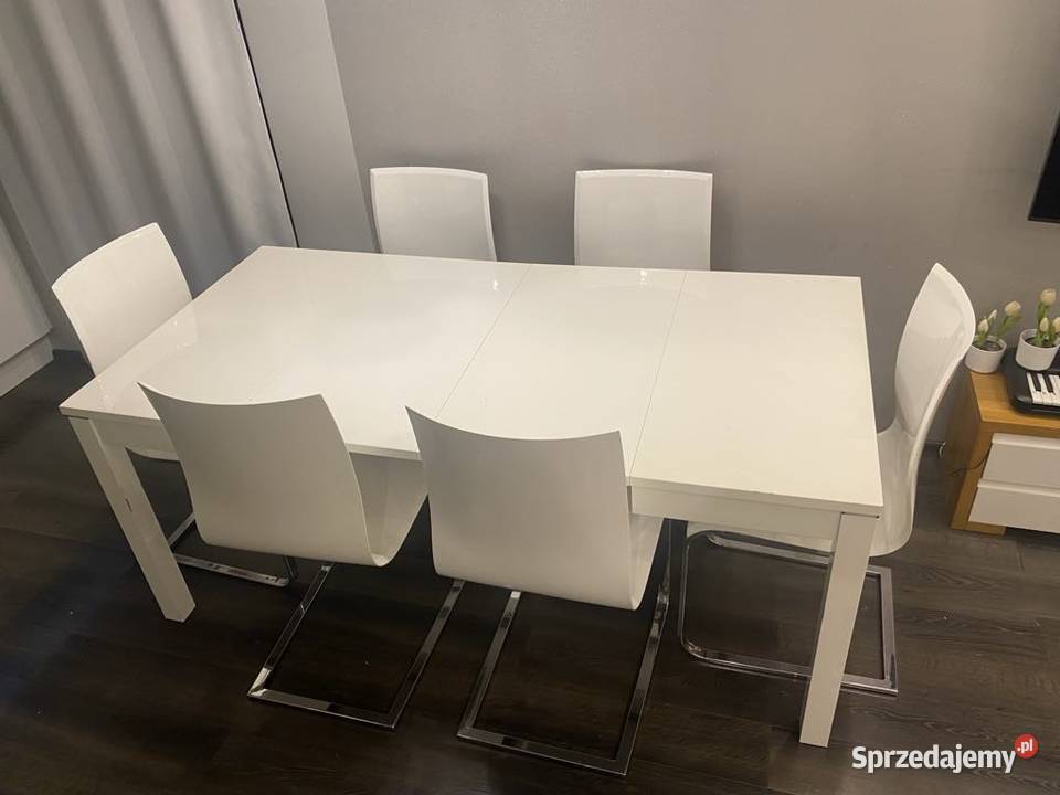 Nowoczesny rozkładany stół z 6 krzesłami mazowieckie Warszawa sprzedam