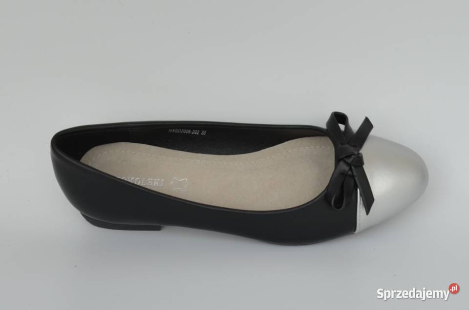 Czarne baleriny skórzana wkładka rozmiar 38 202 Żyrardów