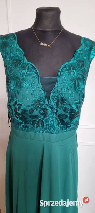 Sprzedam śliczną butelkowo zieloną sukienkę Rozmiar 50 Białystok