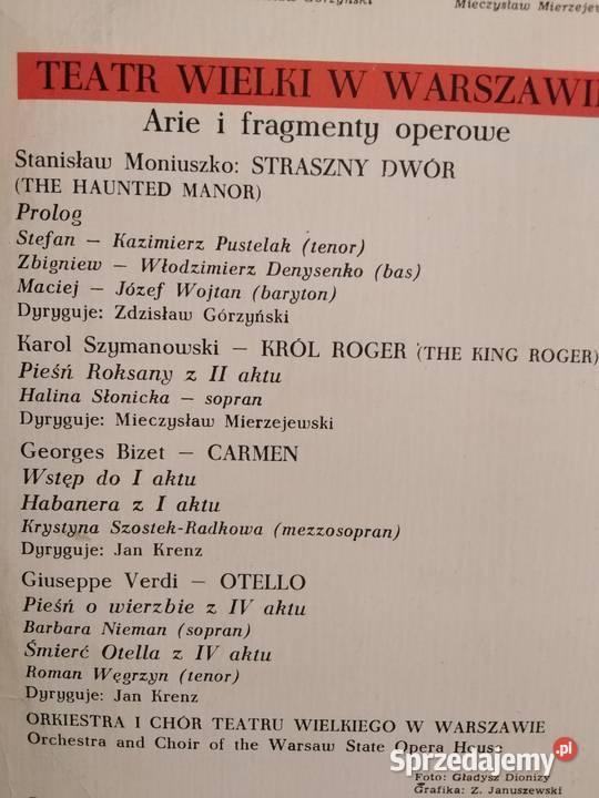 Arie Operetkowe Teatr Wielki PRL 1 płyta Wałbrzych sprzedam