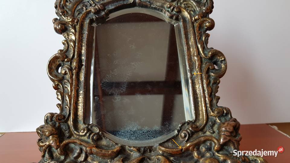 Stare mosiężne lusterko 2 z fazowanym szkłem