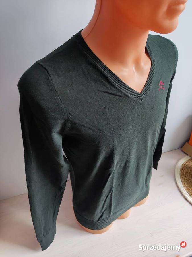 Sweter Polo Club zielony Bez wzoru Głuchołazy