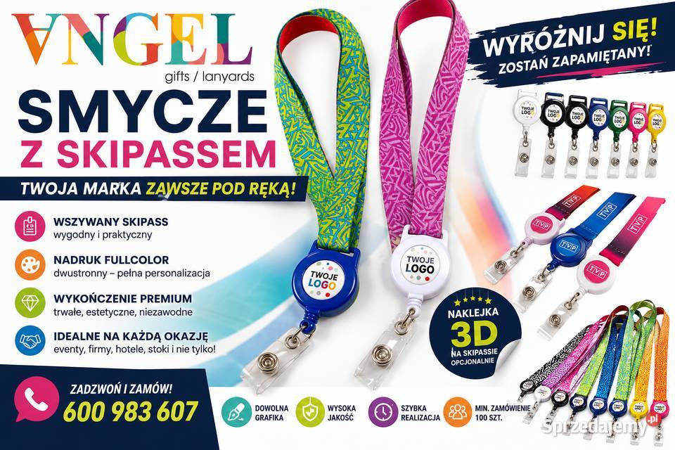 Smycz z wszytym skipassem smycze z nadrukiem Warszawa