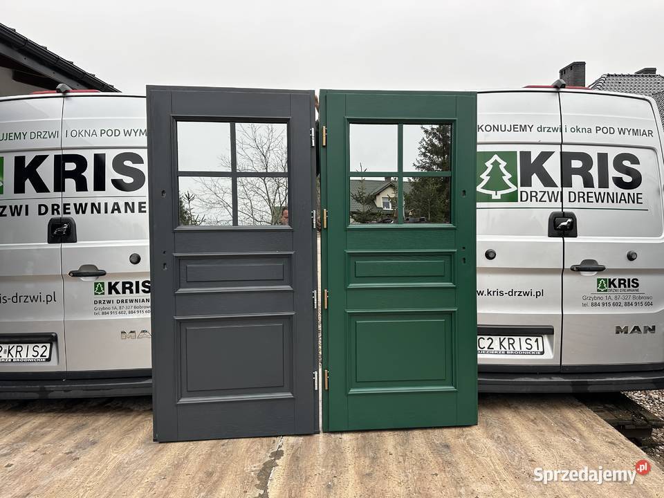 Drzwi zewnętrze drewniane czarne 9017 CAŁA Drzwi zewnętrzne kujawsko-pomorskie Grzybno