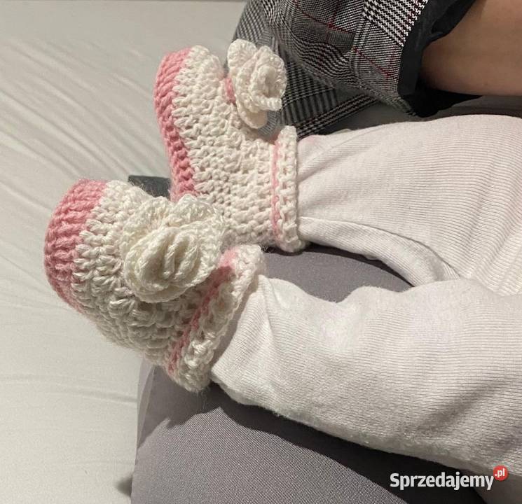 Buciki z opaska i korona do chrztu Jastków