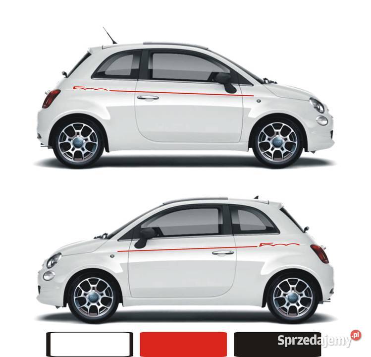Fiat 500 Abarth CZERWONE Naklejki Pasy boczne