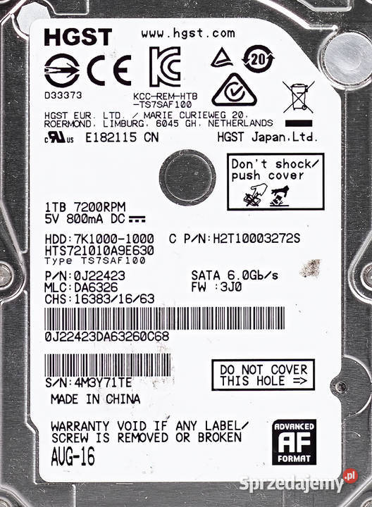 Dysk HGST 1 tera 25 mazowieckie Legionowo
