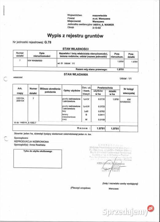 Szukasz gruntu centrum OstrobramskaMarsa Warszawa sprzedam