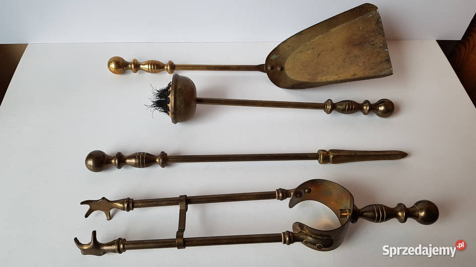 Stary mosiężny zestaw kominkowy mosiądz