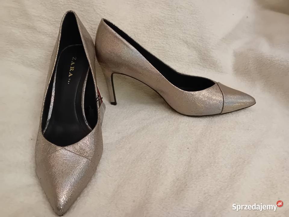 Buty zara raz założone kolor srebny Czółenka Kraków