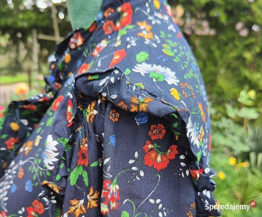 Sukienka HM 44 XXL wiskoza granatowa w kwiaty Szczecin sprzedam