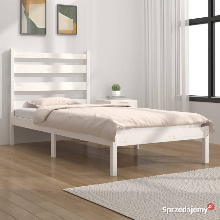 Rama łóżka biała lite drewno sosnowe 100 x 200