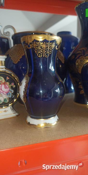Wazonik kobaltowy Syg Weimar Ze złotym motywem Gdańsk