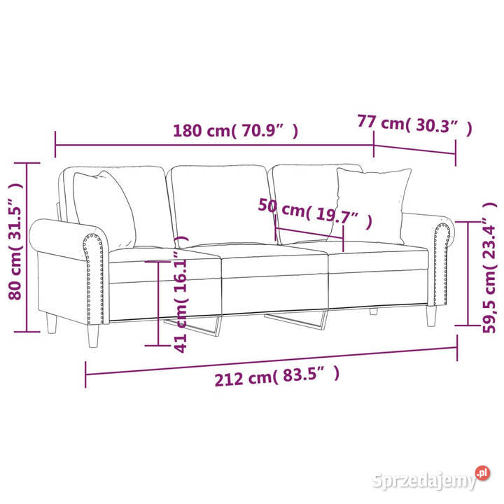 3osobowa sofa z poduszkami ciemnozielona 180 Warszawa sprzedam