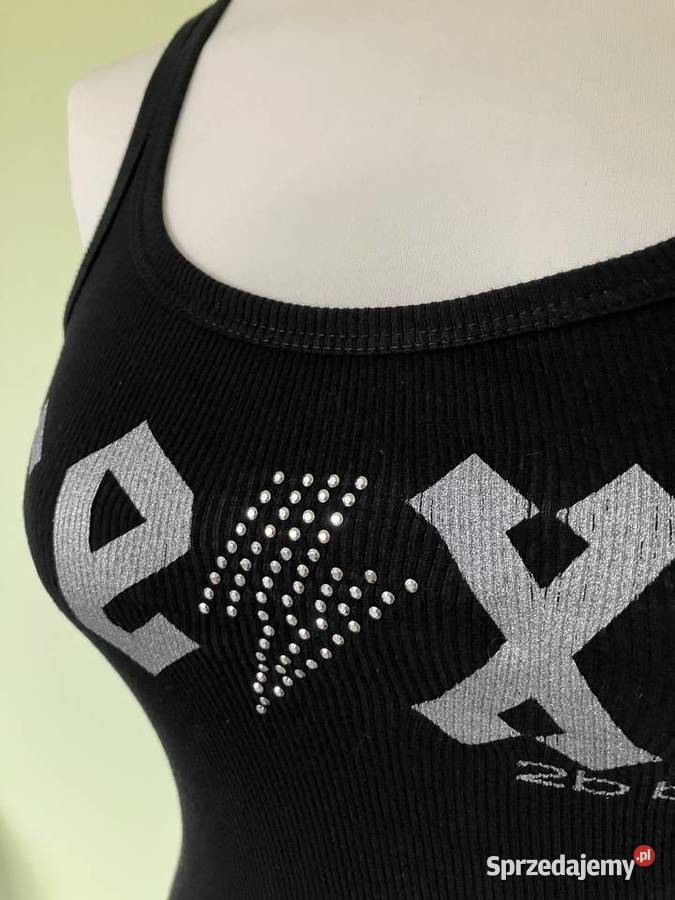 Nowy top bluzka sexy Bebe czarny USA bawełna Nisko