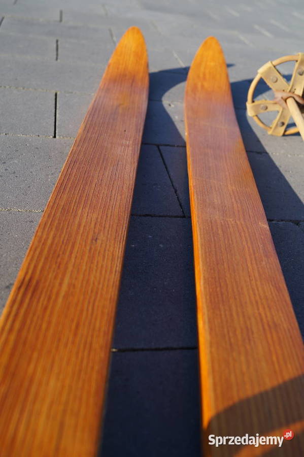 Stare narty jesionowe 165 kijki sprzedam